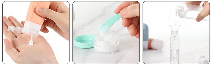 KOSMETYCZKA PODRÓŻNA POJEMNIKI DO SAMOLOTU BUTELKI ZESTAW 19 EL. Z SUWAKIEM