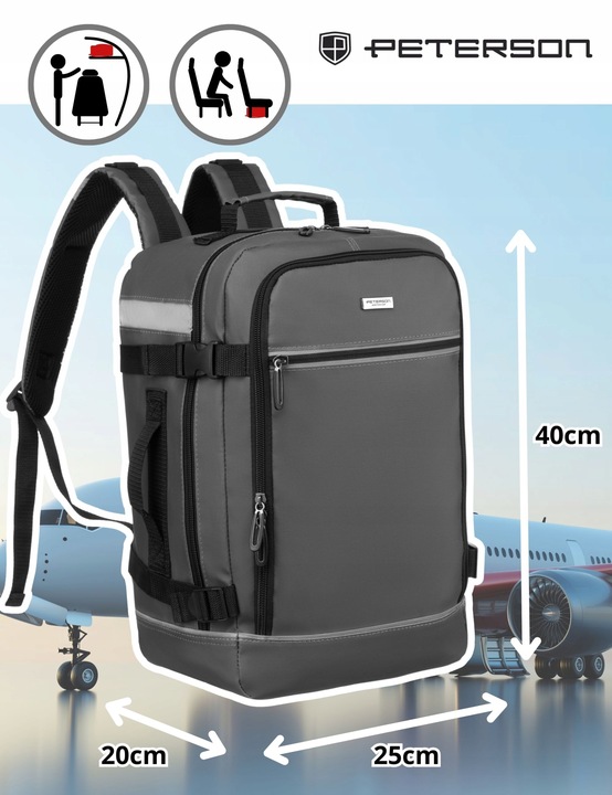 Plecak podróżny kabinowy podręczny pojemny do samolotu Wizzair 40x25x20