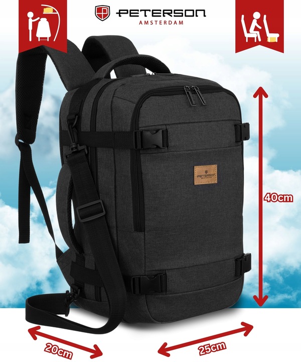 PLECAK RYANAIR WIZZAIR 40x20x25 DO SAMOLOTU PODRÓŻNY BAGAŻ PODRĘCZNY