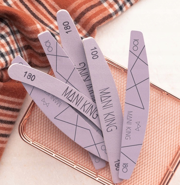 Pilnik do Paznokci 100 180 Półksiężyc Łódka Dwustronny Mani King 100szt