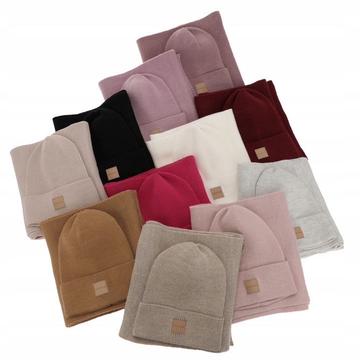 Komplet zimowy damski AGBO czapka + szalik NATHALIE - BEŻOWY