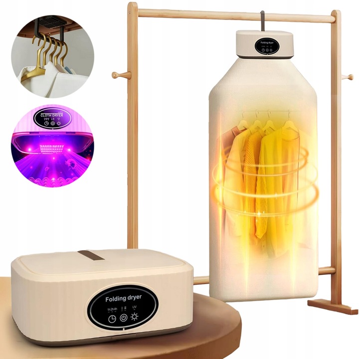 Przenośna Suszarka 600W Składana UV + Cicha 45dB Szybkoschnąca Do