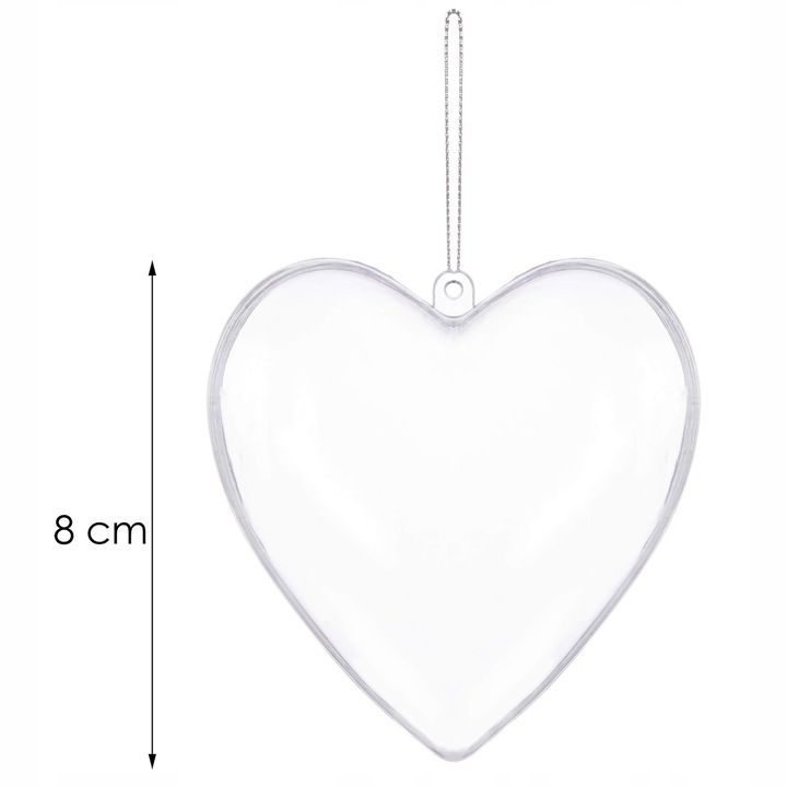 SERCA BOMBKI AKRYLOWE PLASTIKOWE BOMBKA SERCE PRZEŹROCZYSTA DECO 8cm 10szt