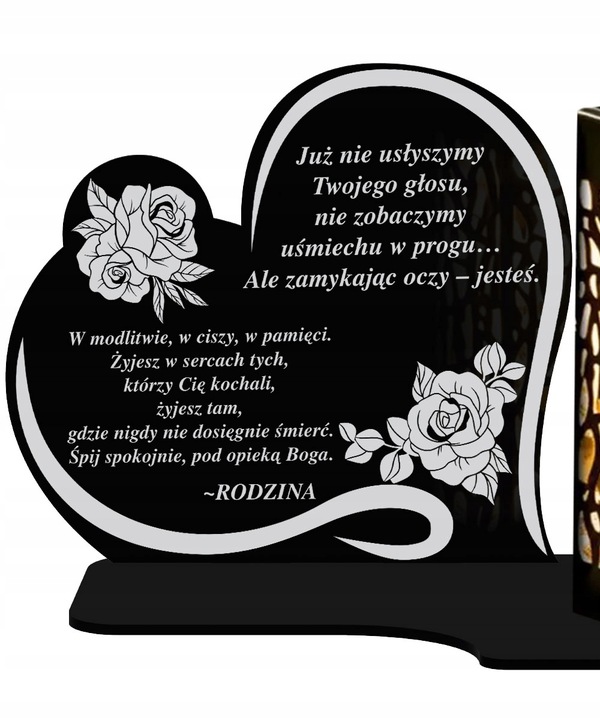 Duży Personalizowany Znicz Solarny XL Serce Wspomnienie Wszystkich Świętych