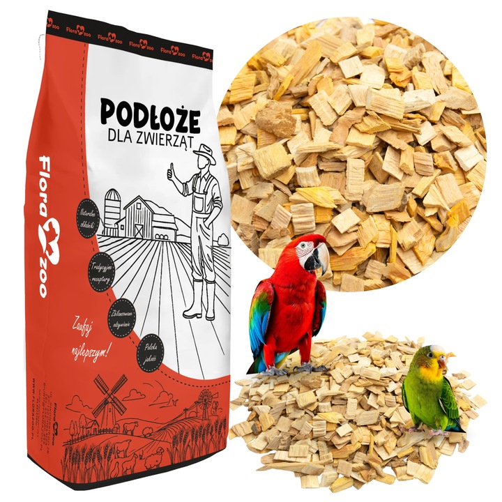 PODŁOŻE ZRĘBKI BUKOWE DREWIENKA DO KLATKA DLA PAPUG PTAKÓW