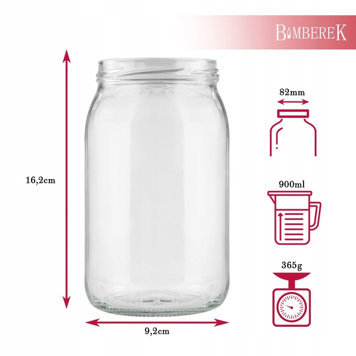 8x Słoik 900ml z zakrętką fi82 na MIÓD DŻEM PRZETWORY słoiki szklane