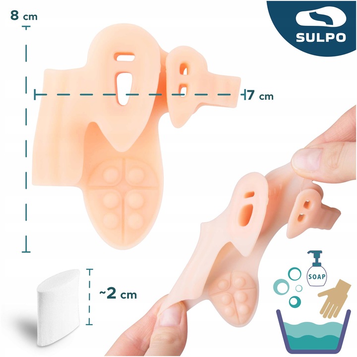 Silikonowy SEPARATOR korygujący HALUKSY na 3 palce KOREKTOR z klinem