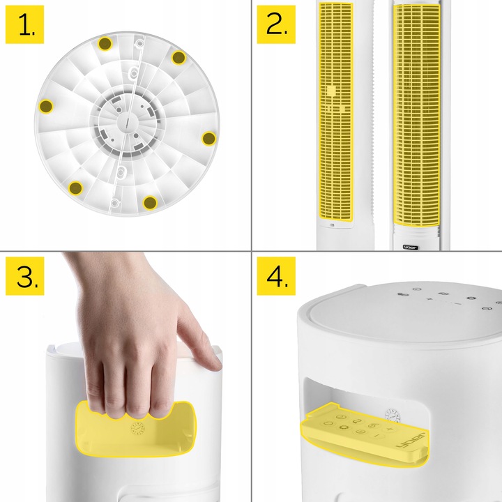 Wentylator kolumnowy stojący Cichy 19dB Yoer +12m zasięg 12 mocy