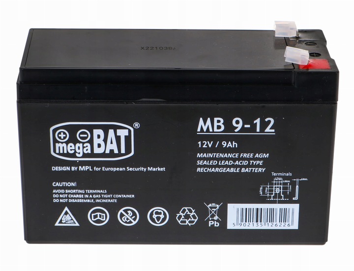 Akumulator AGM BEZOBSŁUGOWY 12V 9Ah (wymiar 7,2Ah) ALARM UPS