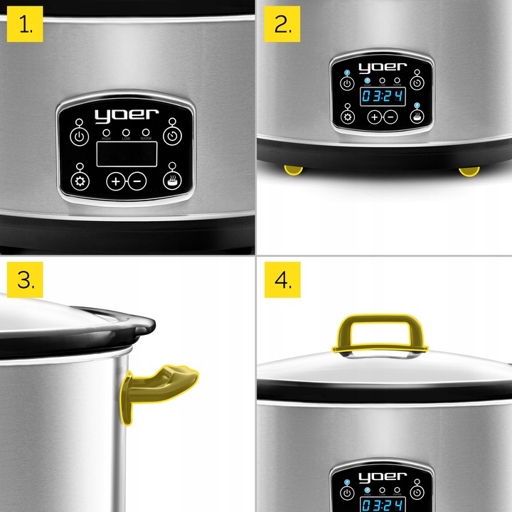 Wolnowar Garnek ceramiczny Slow Cooker Yoer INOX LCD 320W 6,5L