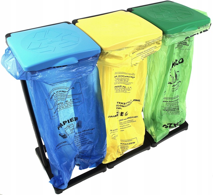Stojak worki Segregacji Kosz Śmieci 3 Stanowiska