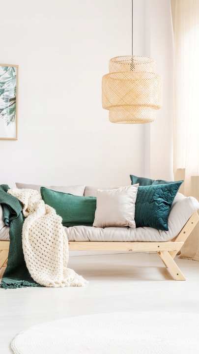 Lampa wisząca BOHO bambusowa czarna 38cm TH06