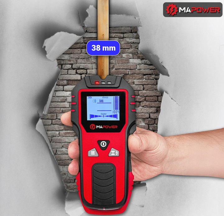 WYKRYWACZ PRZEWODÓW DETEKTOR DREWNA METALU KABLI RUR W ŚCIANIE MAPOWER