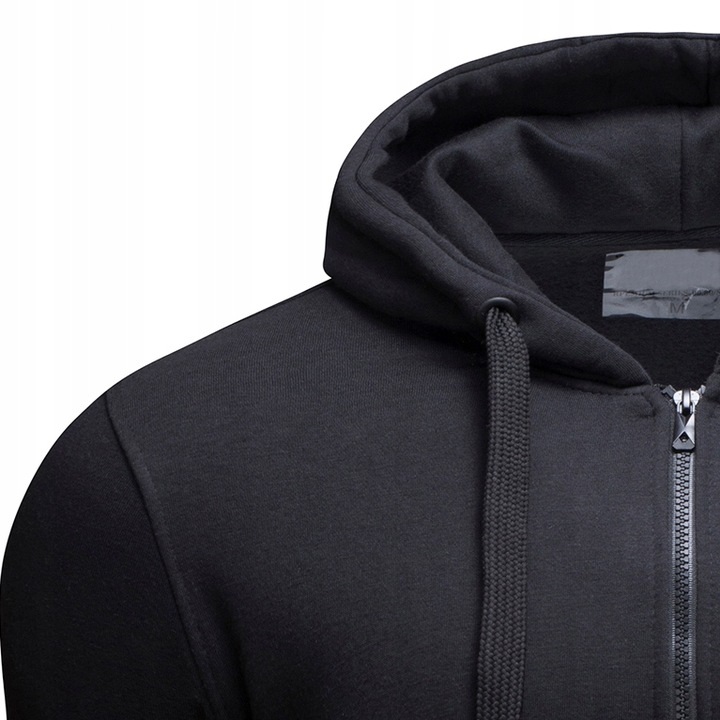 BL08 cza r. XL GŁADKA ROZPINANA BLUZA Z KAPTUREM