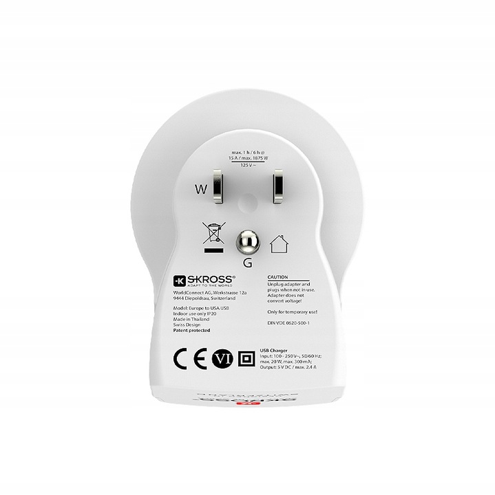 SKROSS Adapter z Polski do USA, Meksyku na Kubę, Dominikanę z ład.