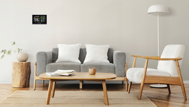 STACJA POGODY BEZPRZEWODOWA POGODOWA METEO TERMOMETR ZEGAR BUDZIK