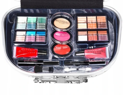 KUFEREK Z KOSMETYKAMI KUFER MAKIJAŻ PALETA ZESTAW