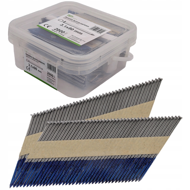 Gwoździe do gwoździarki łączone papierem 3,1x90 mm Gładkie 34°