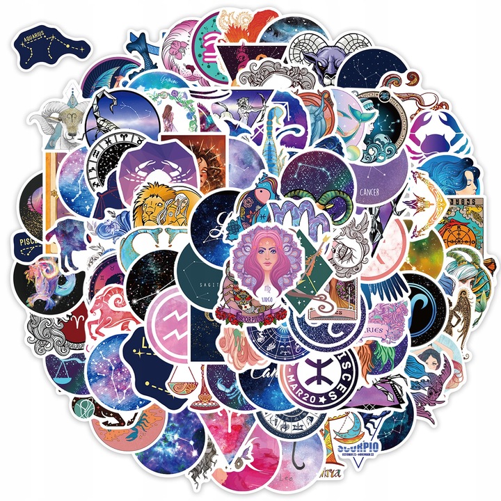 NAKLEJKI STICKERS BOMB MIX ZODIAK WLEPY 100 SZT