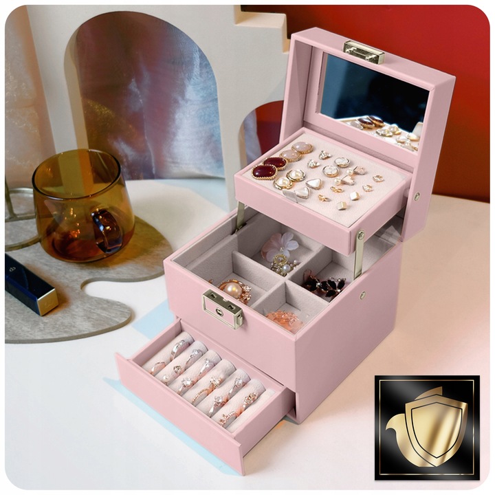 PUDEŁKO SZKATUŁKA NA BIŻUTERIĘ KUFEREK ORGANIZER