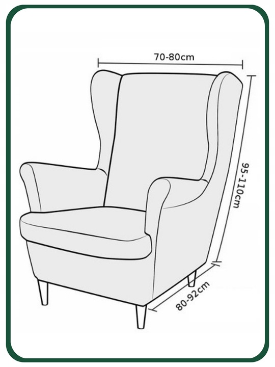 POKROWIEC NA FOTEL USZAK BUTELKOWA ZIELEŃ WELUR ELASTYCZNY GRUBY PREMIUM