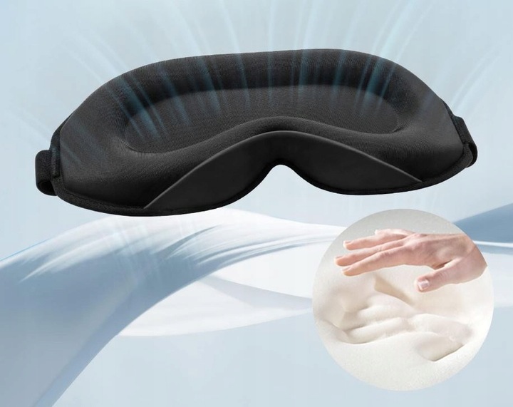 OPASKA NA OCZY DO SPANIA MASKA 3D REGULOWANA LEKKA 100% ZACIEMNIENIA CZARNA