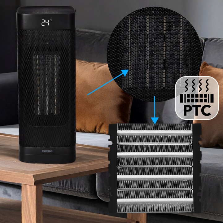 Termowentylator Farelka EBERG NOX Grzejnik elektryczny kolumnowy 2000W