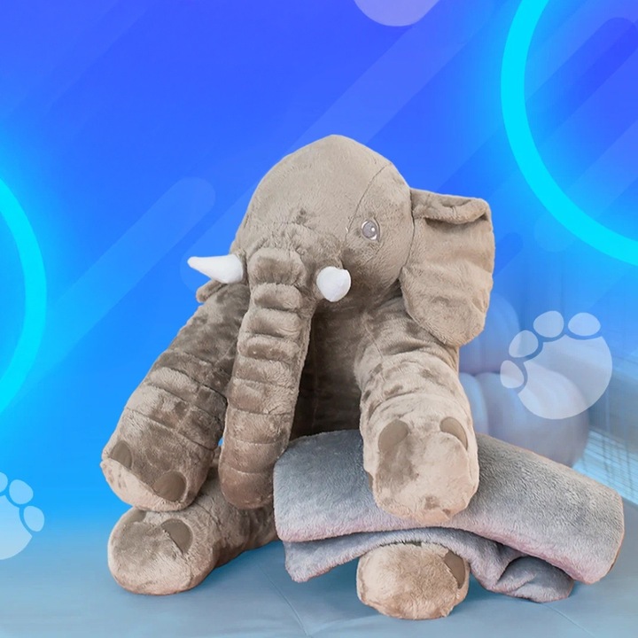 DUŻA PODUSZKA SŁOŃ MASKOTKA PRZYTULANKA PLUSZOWY MIŚ PREZENT DZIECKA JASIEK
