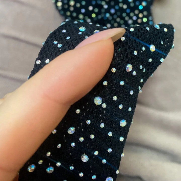 Rajstopy Kabaretki z cyrkoniami pończochy z dziurką Czarne rozmiar uni SEOL