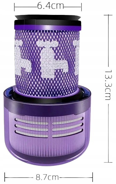 ZMYWALNY filtr do Dyson V12 Detect Slim Absolute Zestaw 2 szt. HEPA