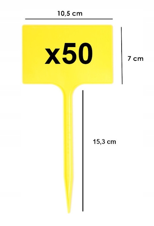 Tabliczki Żółte 7x10,5 do opisu roślin 50 sztuk