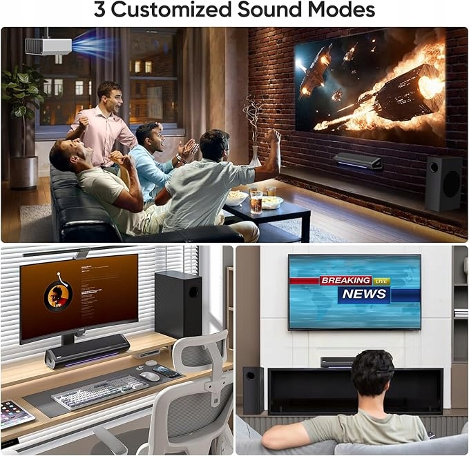 Saiyin Soundbar telewizyjny z subwooferem, 43 cm 2.1ch Surround Sound