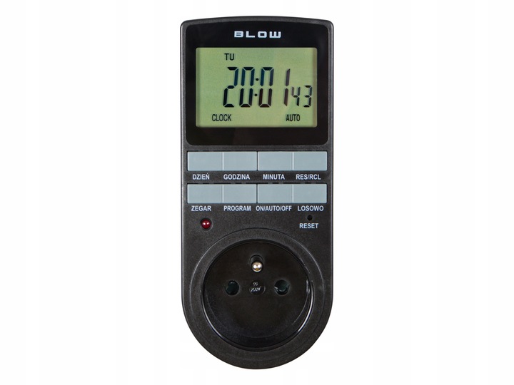 PROGRAMATOR CZASOWY WŁĄCZNIK WYŁĄCZNIK LCD CYFROWY HARMONOGRAM POLSKIE MENU