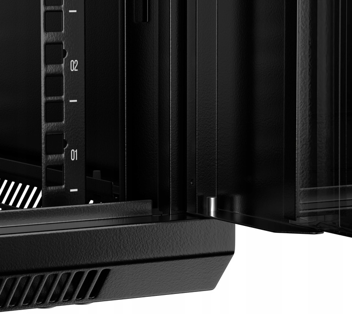 Szafa wisząca RACK 19" 15U, 450mm, Netrack F-Line, czarna, drzwi szklane