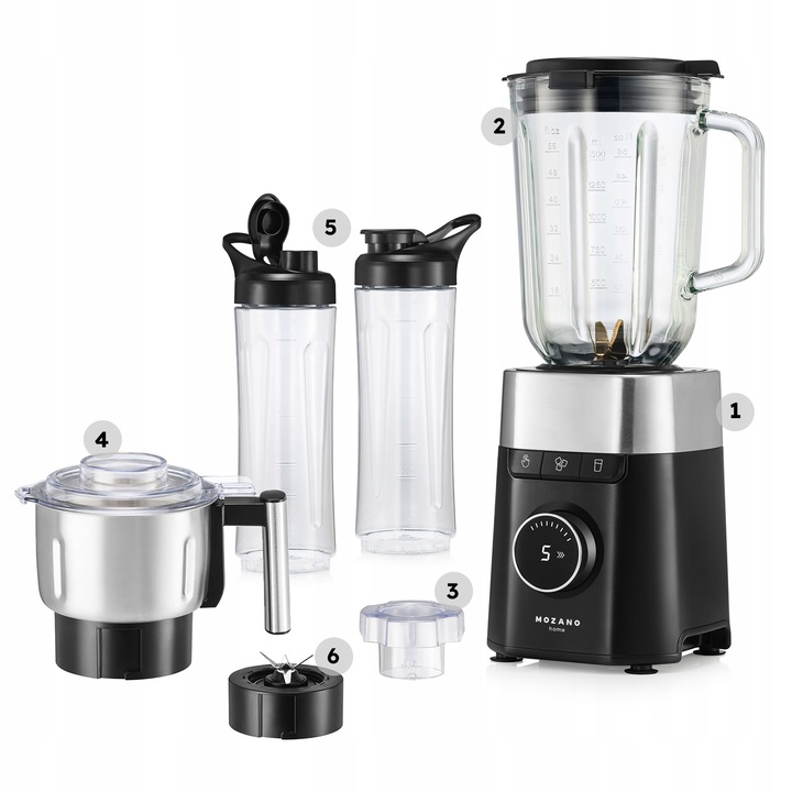 BLENDER KIELICHOWY SZKLANY MŁYNEK 2 BIDONY MOCNY 2700W TURBO 2,2L
