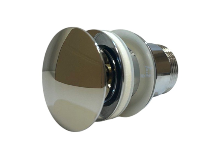 KOREK KLIK KLAK DO UMYWALKI CHROM AUTOMAT MOSIĘŻNY Z PRZELEWEM SREBRNY