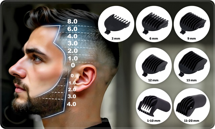Trymer golarka maszynka do włosów do brody zarostu do golenia 6w1 Berdsen