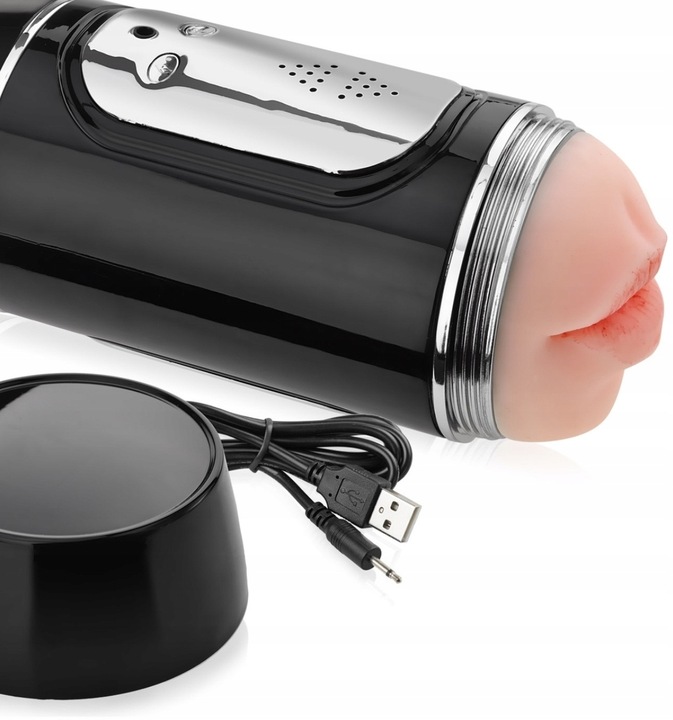 DUŻY MASTURBATOR DLA MĘŻCZYZN 2W1 SZTUCZNA POCHWA I SSĄCE USTA - 18 FUNKCJI