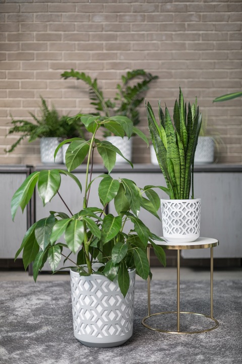 Doniczka AZTEK 14 h15 k-Czarny + w-Złoty Jasny