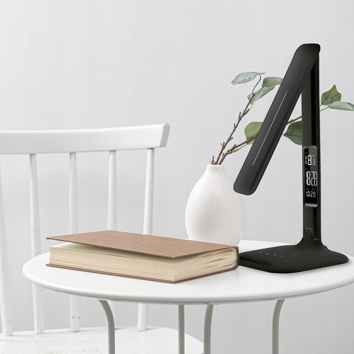 LAMPKA LED BIURKOWA SZKOLNA BIURKO WYŚWIETLACZ LCD ZEGAR DATA TEMPERATURA