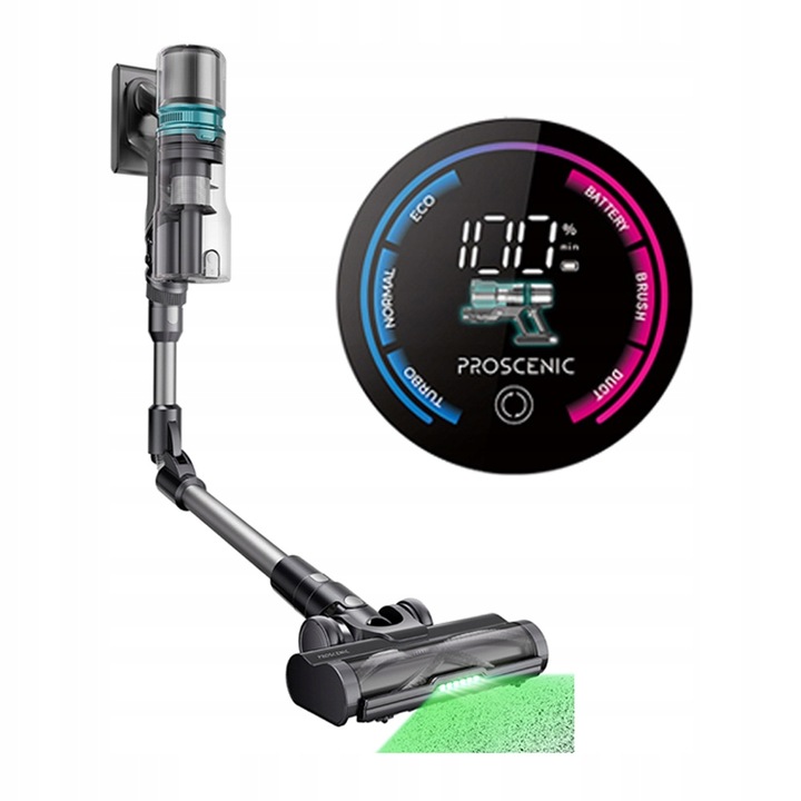 Odkurzacz bezprzewodowy PROSCENIC P16 45000Pa 550W światło LED zginana rura
