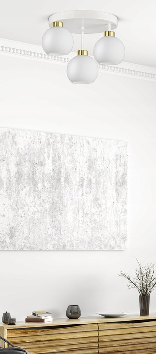 Lampa Wisząca Sufitowa Żyrandol Biała Szklane Kule White Glass ER3 LED E27