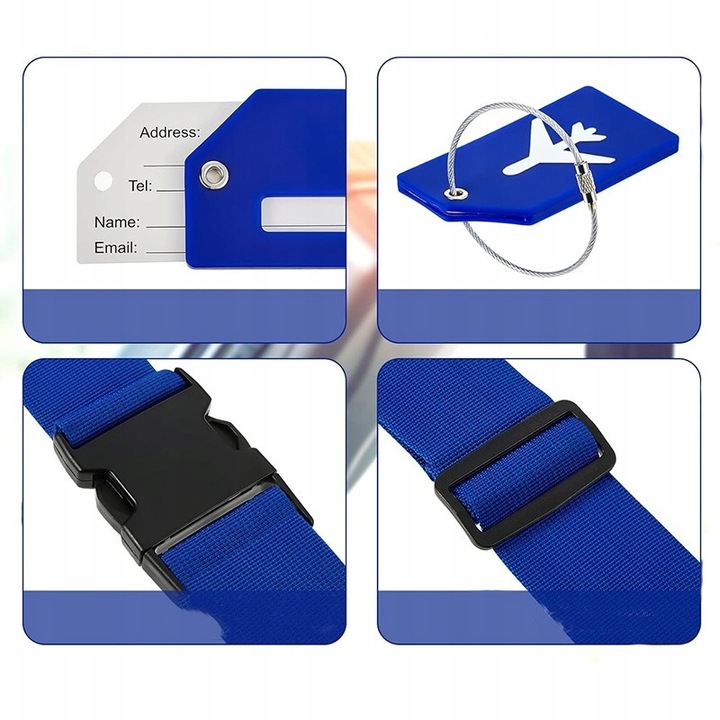 PAS ZABEZPIECZAJĄCY DO WALIZKI SPINAJĄCY BAGAŻ (NIEBIESKI) PASY DO