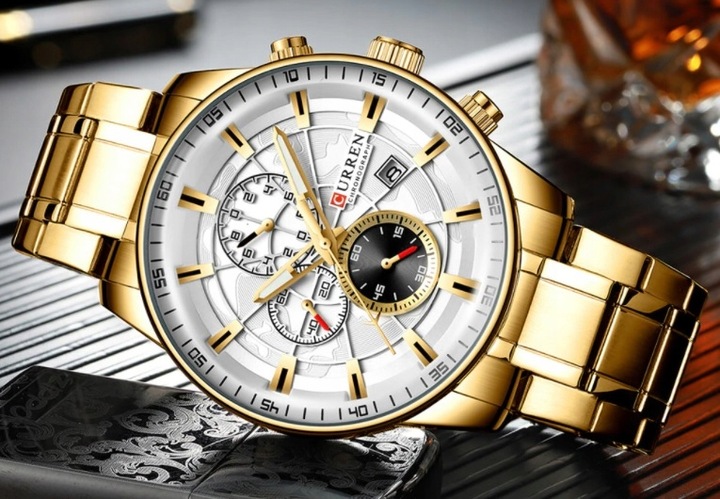 CURREN ELEGANCKI ZEGAREK MĘSKI DATOWNIK CHONOGRAF
