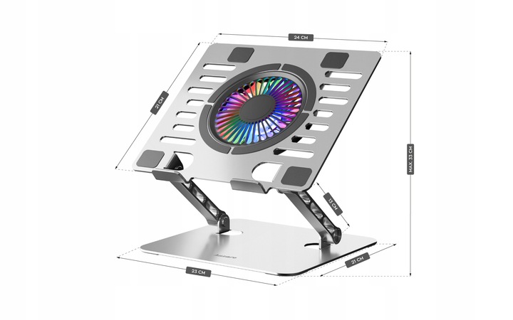 Podstawka Chłodząca pod laptopa REGULOWANA Huzaro Hold 4.0 RGB