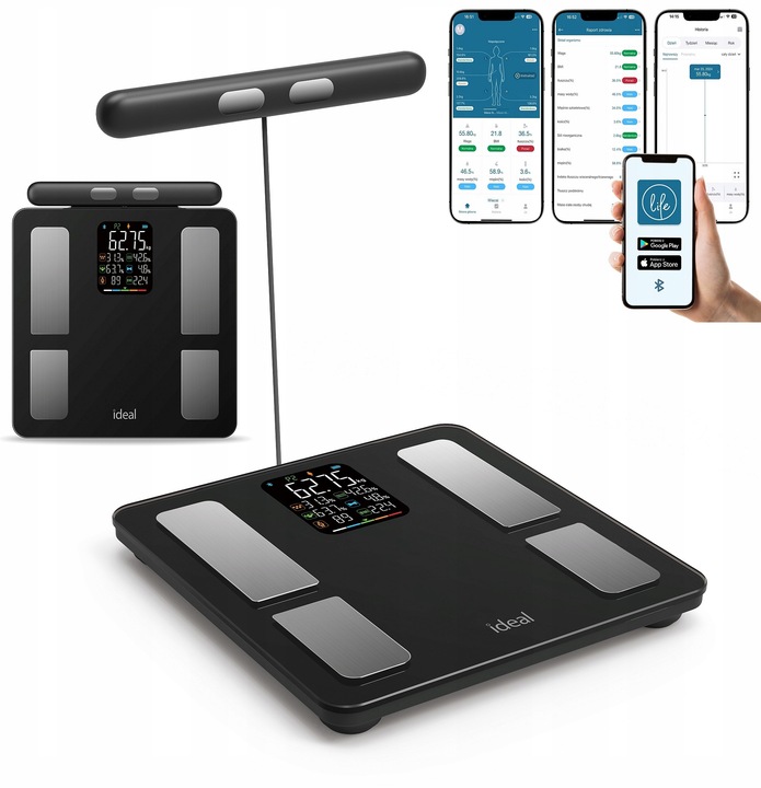 WAGA ŁAZIENKOWA BLUETOOTH ANALITYCZNA INTELIGENTNA Apple Health Google