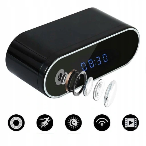 BUDZIK ZEGAR Z MINI KAMERA SZPIEGOWSKA UKRYTA WiFi
