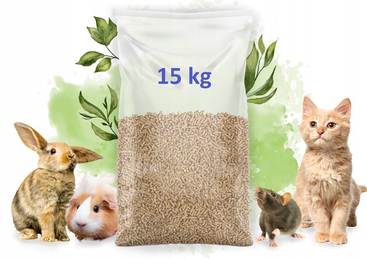 ŻWIREK DREWNIANY 15KG DLA KOTÓW CHOMIKÓW KRÓLIKÓW PELLET
