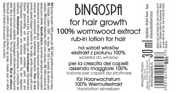 NA WZROST I GĘSTOŚĆ WŁOSÓW EKSTRAKT Z PIOŁUNU 100% WCIERKA DO WŁOSÓW