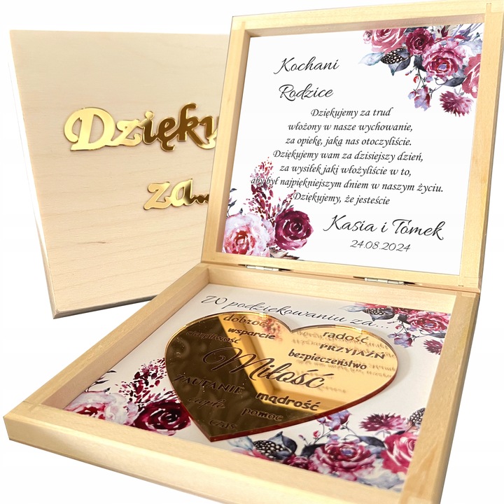 Podziękowania dla Rodziców Dziadków Chrzestnych ślub wesele ZŁOTE NAPISY 3D